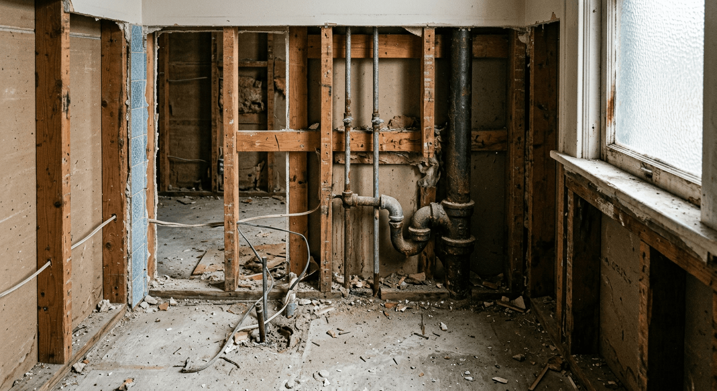 Dated bathroom with old fixtures before plumbing remodel in Reno