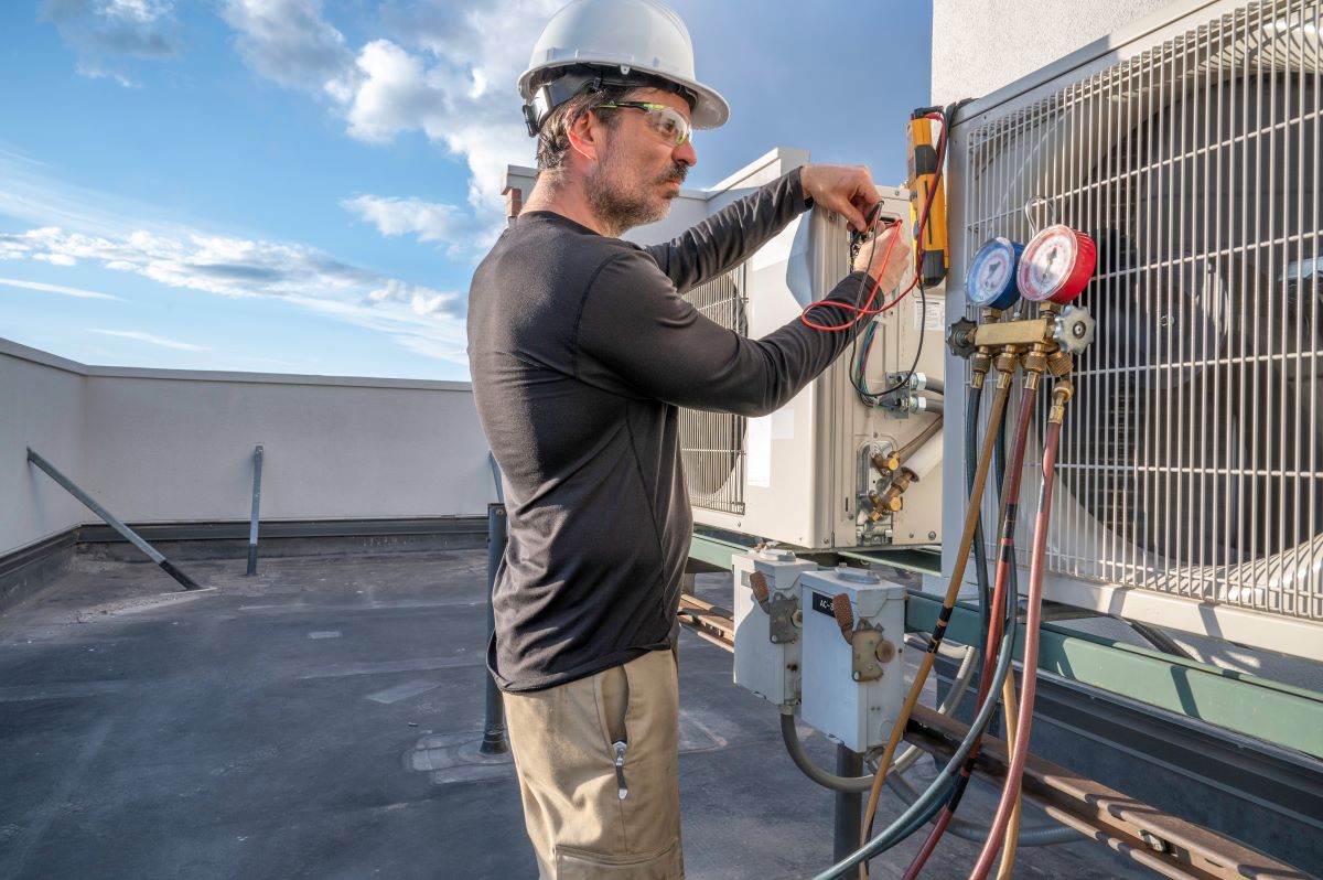 S&S Mechanical technician working on commercial mechanical equipment in Sparks, Nevada